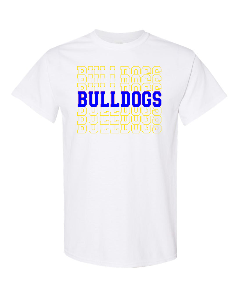 butler bulldogs white 100% cotton tee w/ bulldogs split 2 color design