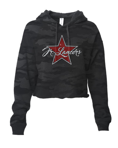 Jr Lancers Cheer - Twisted Black Vintage Zen Fleece Hooded Sweatshirt - 8915 w/ Script Design on Front.