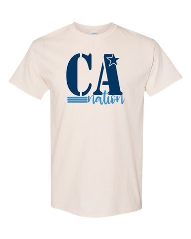 Cheer Army Sport Gray Short Sleeve Tee w/ Navy Cheer Army Nation Design on Front.