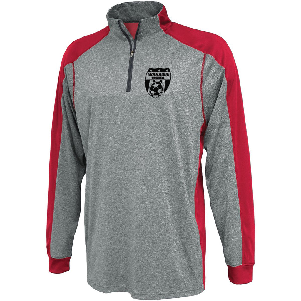 wanaque soccer carbon warmup shirt w/ small wanaque soccer logo on left chest
