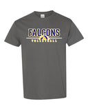 jths volleyball charcoal gray short sleeve tee w/ falcons volleyball v3 logo on front
