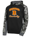 Ringwood Rattlers Black Sport-Tek® Sport-Wick® Mineral Freeze Fleece Colorblock Hooded Pullover w/ 2 Color CHEERLEADING Design on Front