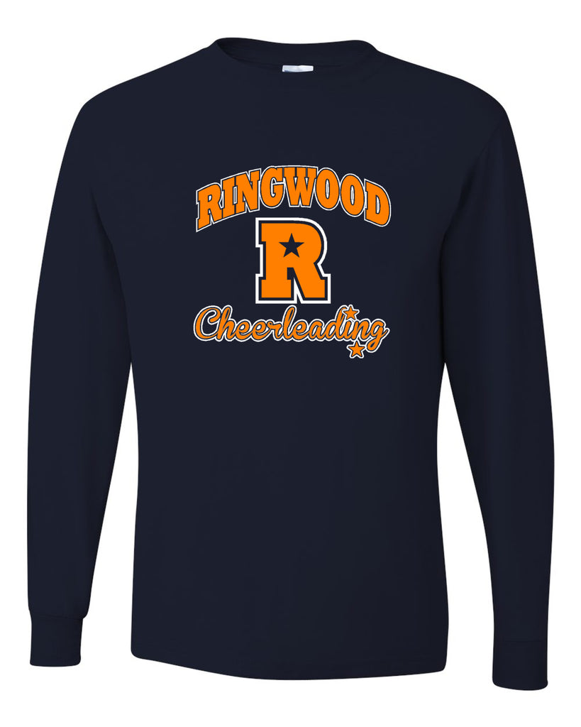 Ringwood Rattlers Black JERZEES - Dri-Power® Long Sleeve 50/50 T-Shirt - 29LSR w/ 2 Color CHEERLEADING Design on Front