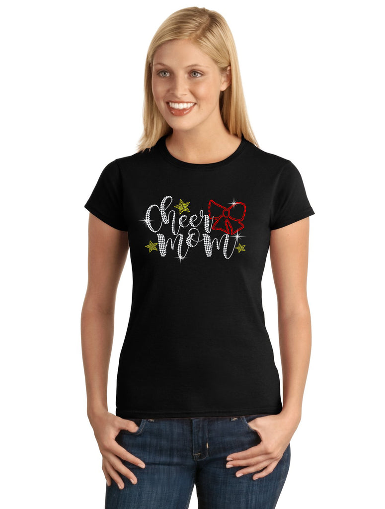 cheer mom bow v1 spangle bling design shirt