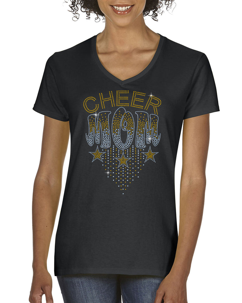wmcc cheer mom ombre silver/gold spangle bling design shirt