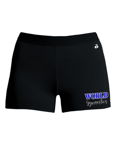 World Gymnastics Navy Alleson Athletic - Single Ply Basketball Shorts - 538P w/ Stack Design on Left Leg