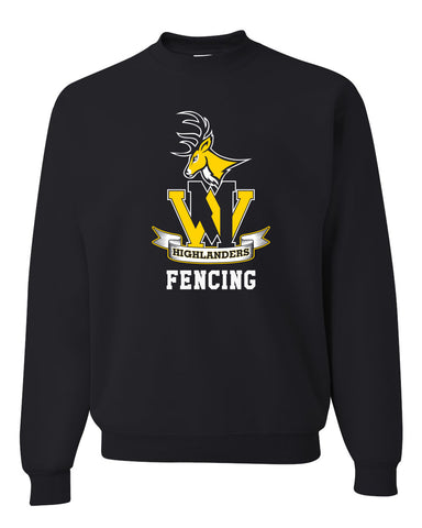 West Milford Fencing Black Badger - Women’s Sport Athletic Fleece Joggers - 1216 w/ WM highlanders Logo down Left Leg.