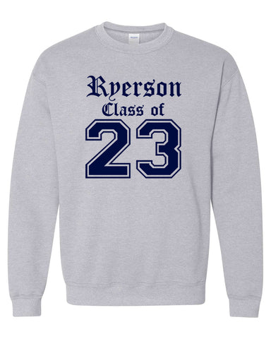 Ryerson Middle School Navy JERZEES - NuBlend® Hooded Sweatshirt - 996YR w/ Class of (YOUR YEAR) V2 Design on Front