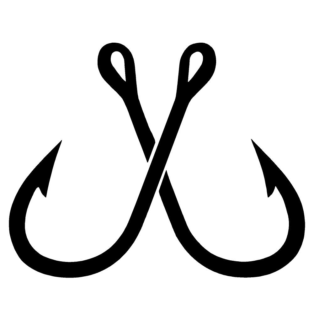 crossed fish hook graphics Crossed Fish Hooks Single Color Transfer Type Decal