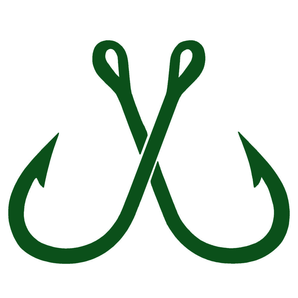 cross with fish hook Crossed Fish Hooks Single Color Transfer Type Decal – StickerDad & ShirtMama