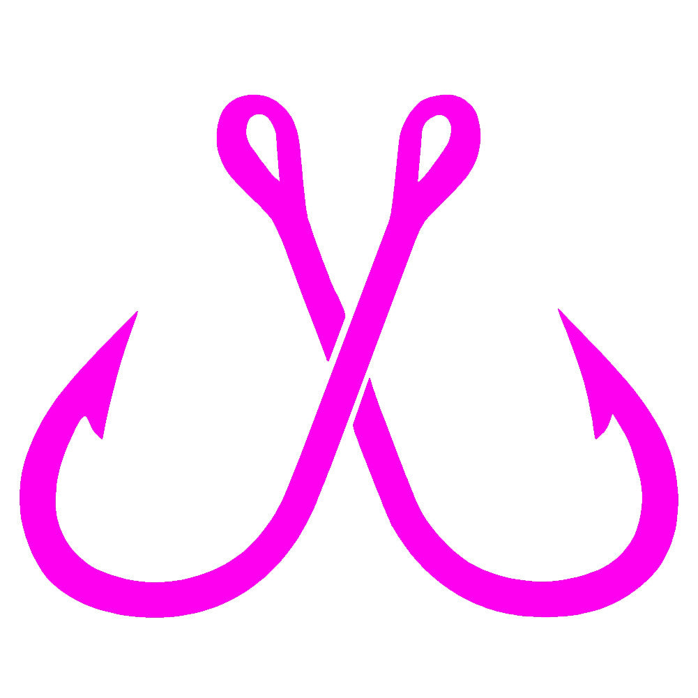 crossed fishing hook Crossed Fish Hooks Single Color Transfer Type Decal