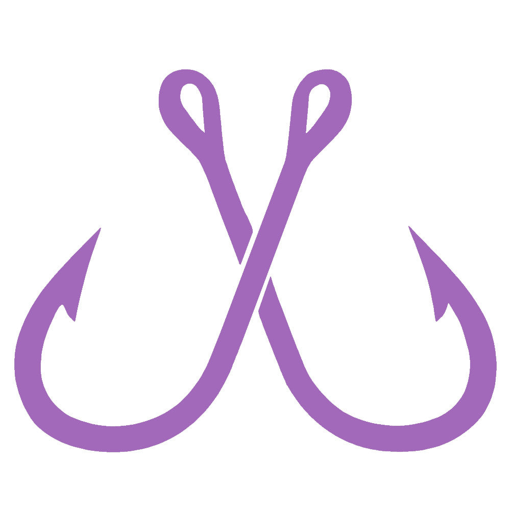 crossed fishing hooks svg Crossed Fish Hooks Single Color Transfer Type Decal – StickerDad & ShirtMama