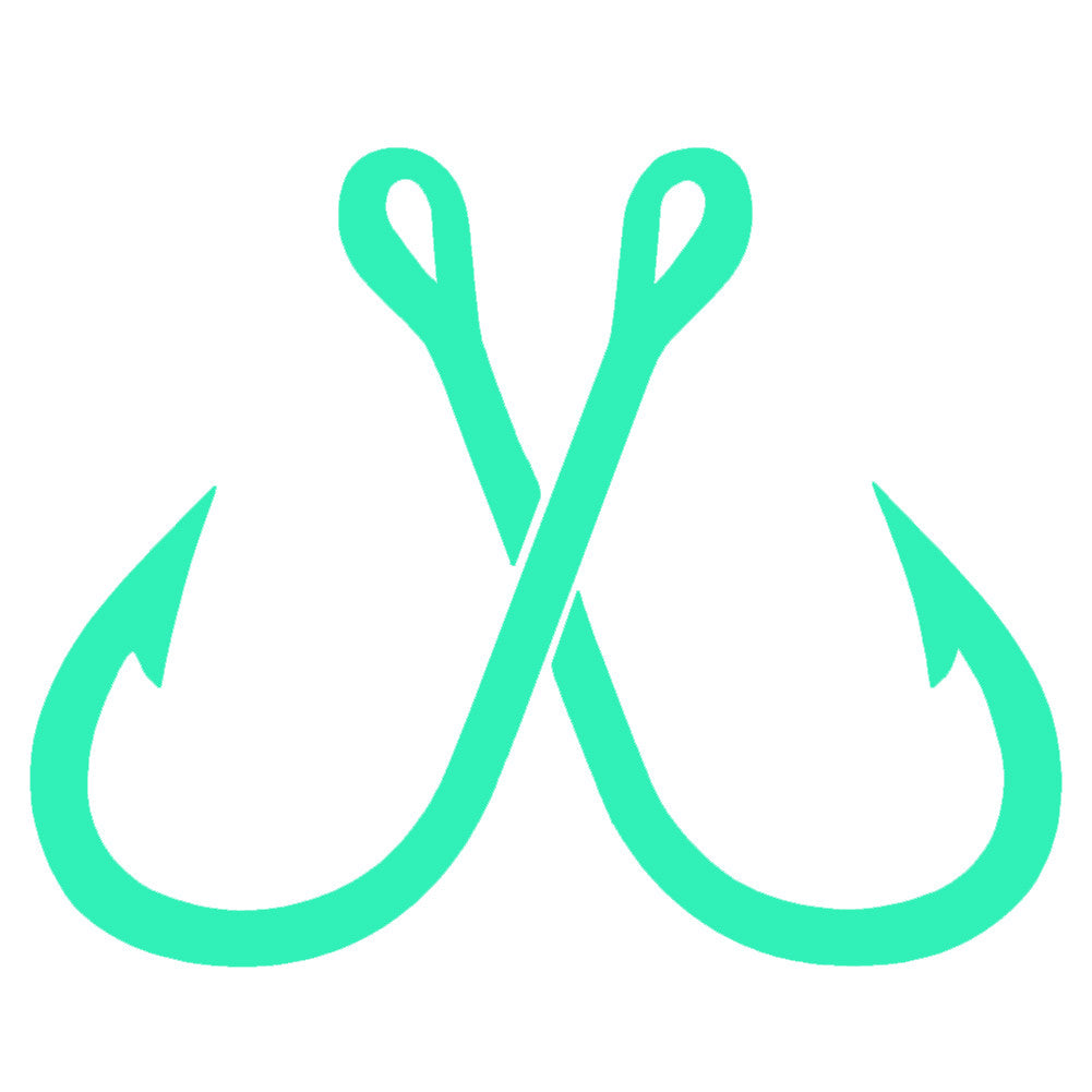 cross fish hook Crossed Fish Hooks Single Color Transfer Type Decal – StickerDad & ShirtMama