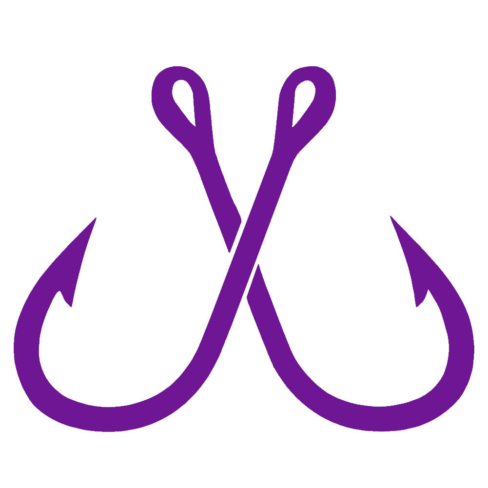 cross fishing hook Crossed Fish Hooks Single Color Transfer Type Decal – StickerDad & ShirtMama