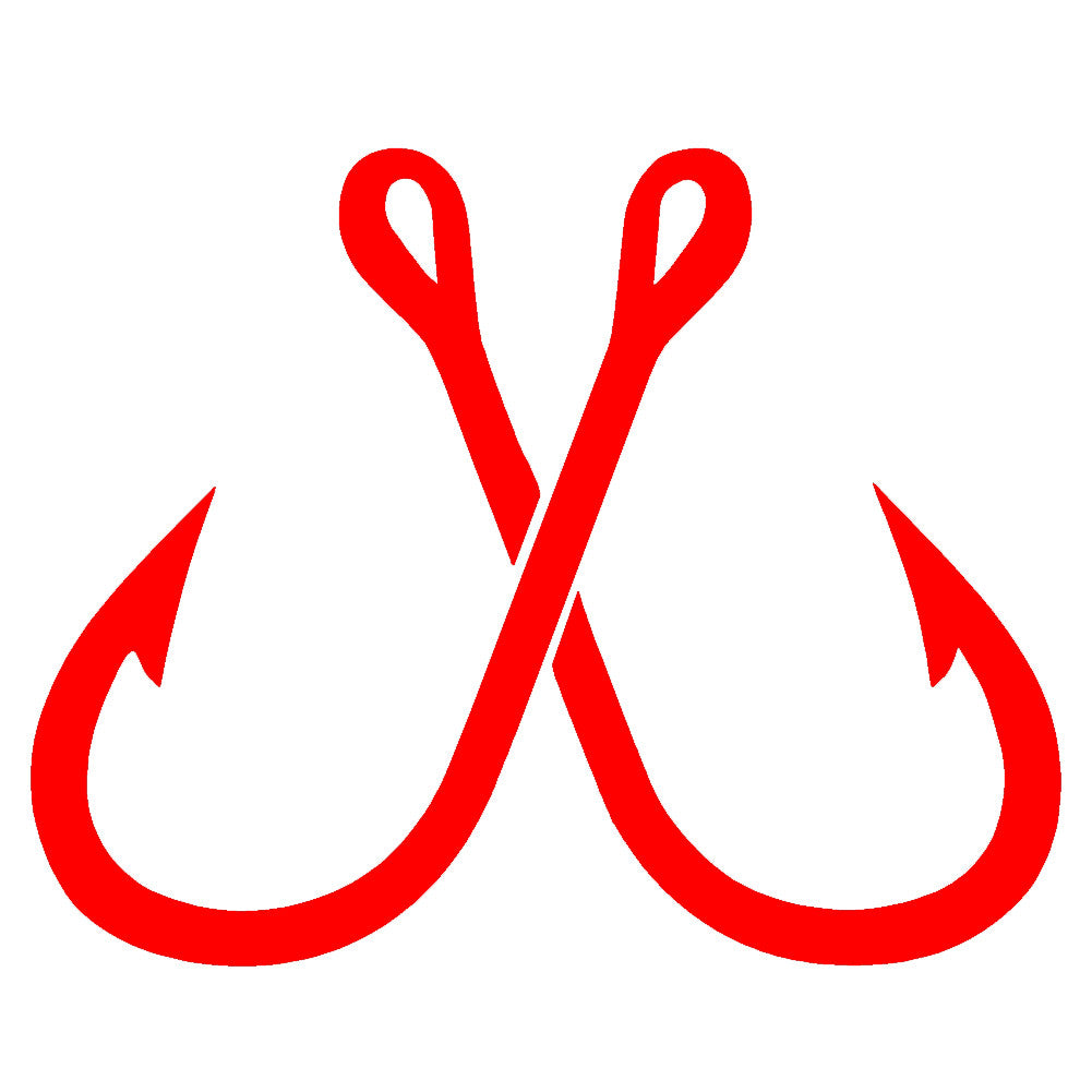 cross fish hook Crossed Fish Hooks Single Color Transfer Type Decal