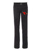 westwood cardinals black champion ladies yoga pants b920 w/ cardinal head logo on front left hip.