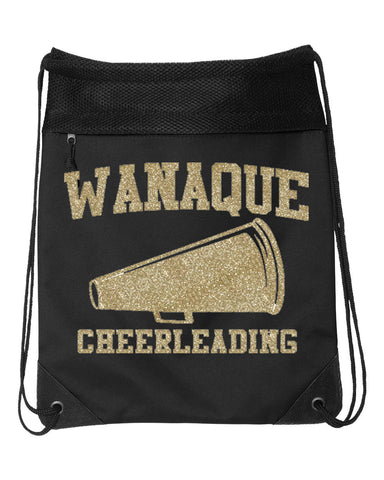 WANAQUE Cheer Black & Vegas Gold Medalist Jacket 2.0 w/ Logo & Name in Gold GLITTER on front