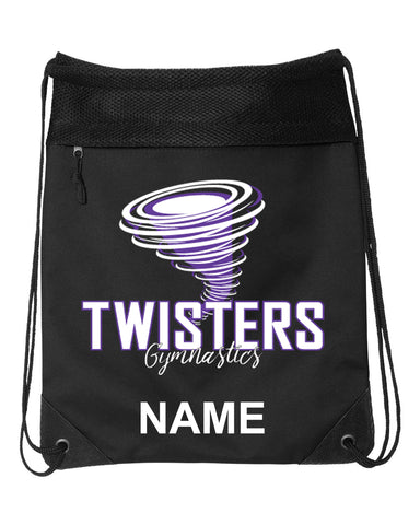 Twisters Gymnastics Black 100% Cotton Tee w/ Twisters Circle 2 Color Design