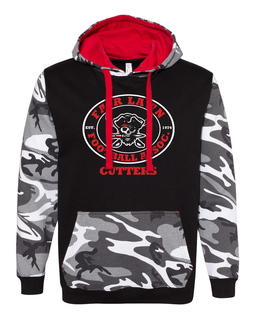 flfa black code five - urban camo hooded sweatshirt - 3967  w/ flfa cutters cheer/football logo on front