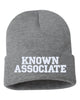 known associate embroidered cuffed beanie hat