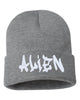 alien embroidered cuffed beanie hat