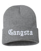 gangsta embroidered cuffed beanie hat