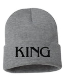 king embroidered cuffed beanie hat
