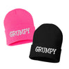 grumpy embroidered cuffed beanie hat