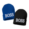 boss embroidered cuffed beanie hat