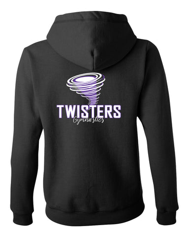 Twisters Gymnastics Black 100% Cotton Tee w/ Twisters 2 Color Spangle Design