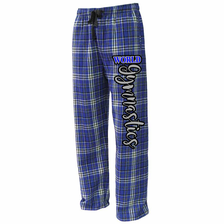 World Gymnastics PS Flannel Pants - Royal Blue w/ 3 Color Design down –  StickerDad & ShirtMama