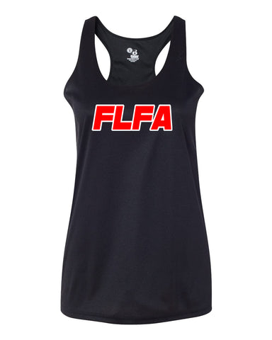 FLFA Black Next Level - Women's Ideal Racerback Tank - 1533  w/ FLFA Cutters CHEER Logo in SPANGLE on Front
