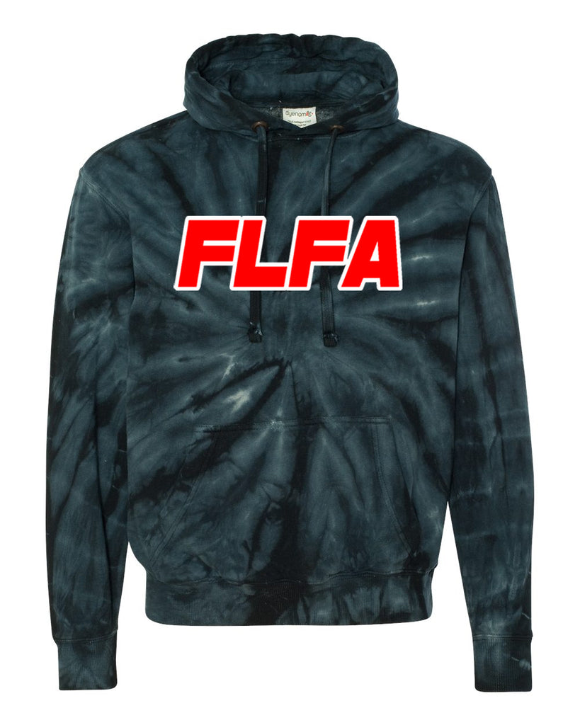 flfa black dyenomite - cyclone hooded sweatshirt - 854cy w/ flfa (text) logo on front