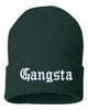 gangsta embroidered cuffed beanie hat