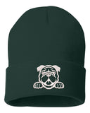 peeking bulldog embroidered cuffed beanie hat