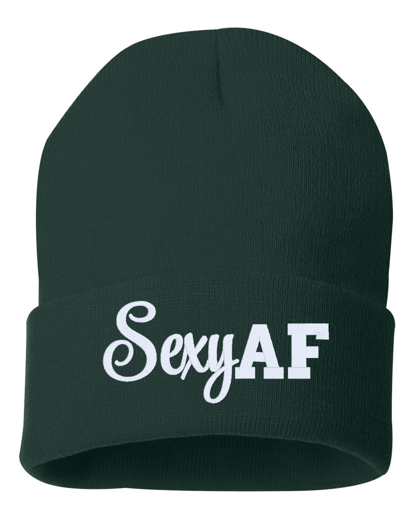 sexy af embroidered cuffed beanie hat