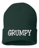 grumpy embroidered cuffed beanie hat