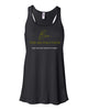 wmcc black women's flowy racerback tank - 8800 w/ be the revolution design on front.