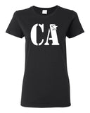 cheer army black short sleeve tee w/ white ca logo on front.