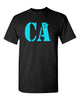 cheer army black short sleeve tee w/ columbia blue ca logo on front.