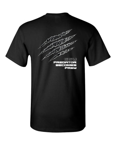 CCU Black Long Sleeve Shirt w/ CCU Claw Logo in 2 Color Print on Back & Optional Designs on Front & Arm