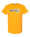 butler stars gold 100% cotton tee w/ large front design