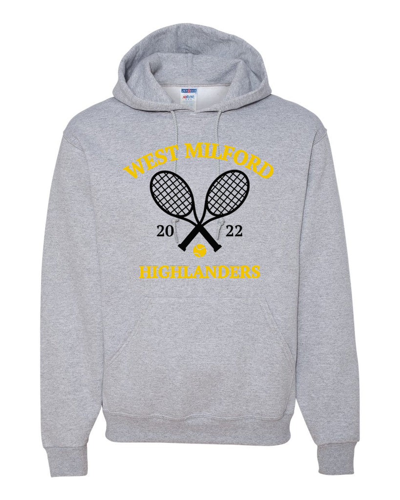 West Milford Girls Tennis Sport Gray JERZEES - NuBlend® Hooded Sweatshirt - 996MR w/ WM Girls Tennis Design on Front.