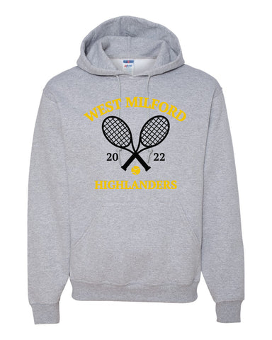 West Milford Girls Tennis Black JERZEES - NuBlend® Hooded Sweatshirt - 996MR w/ WM Girls Tennis Design on Front.