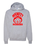Hewitt Huskies Sport Gray Heavy Blend™ Hooded Sweatshirt - 18500 w/ Logo Design 1 on Front