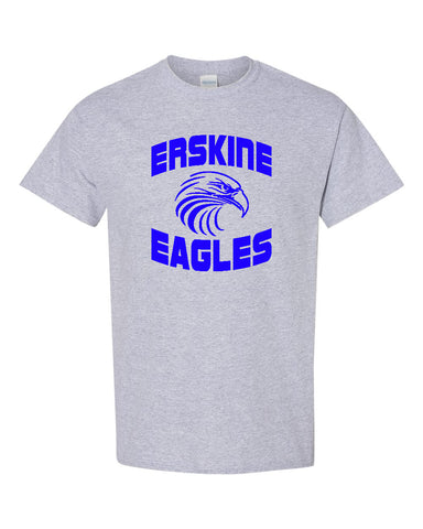 Erskine School Royal Long Sleeve Tee w/ White Logo Design 1 on Front