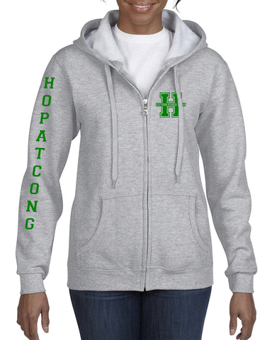 Hopatcong Hooded Sweatshirt w/ Small Chest Logo & Hopatcong Down Sleeve Graphic Transfer Design Sweatshirt