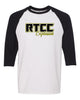rtcc three-quarter raglan sleeve baseball t-shirt w/ 2 color logo on front.
