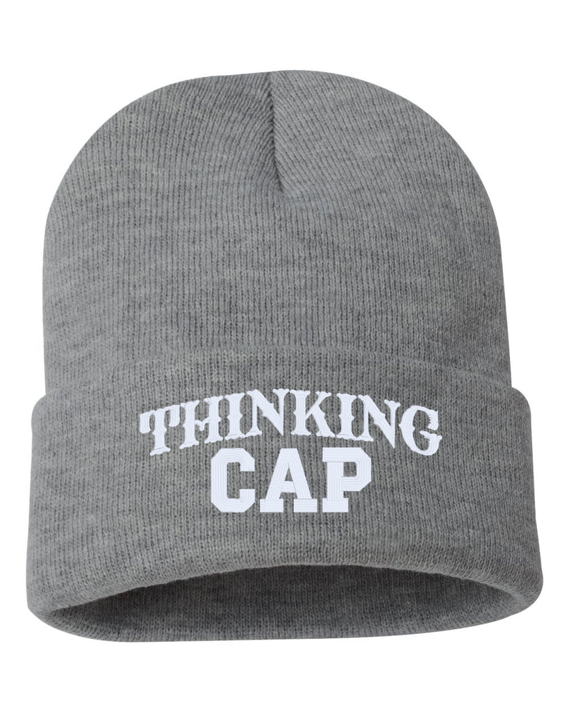 thinking cap embroidered cuffed beanie hat