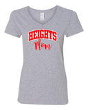 heights sport gray v-neck short sleeve tee w/ heights mom design on front.